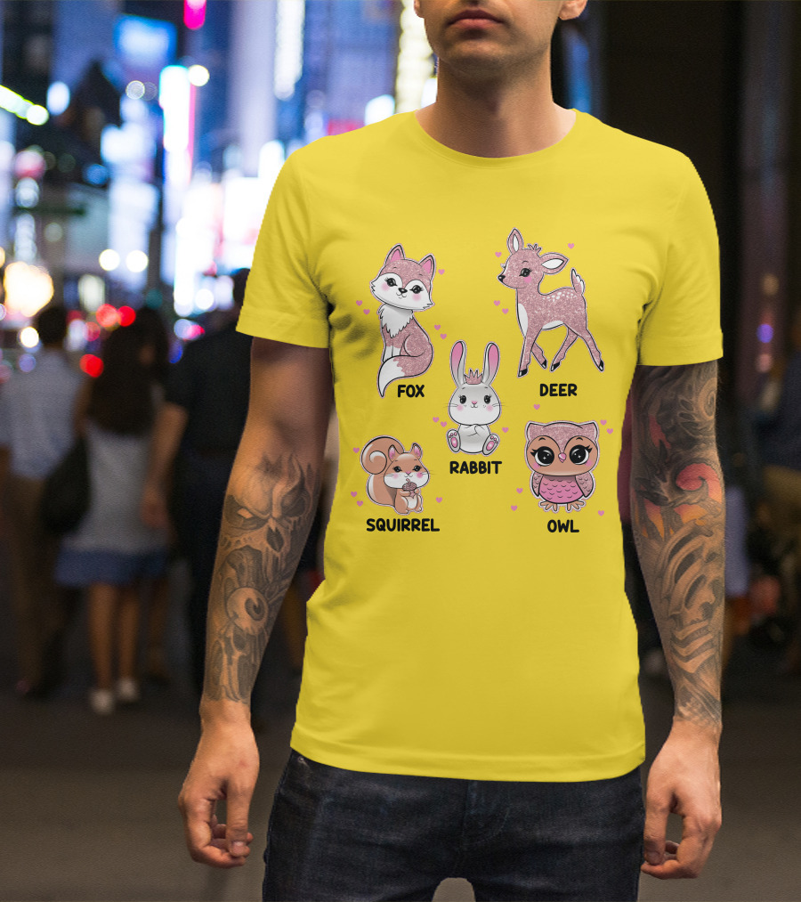 Fox Deer Rabbit Squirrel Owl Cute Animals T-Shirt