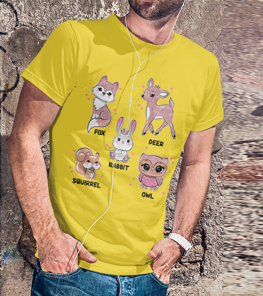 Fox Deer Rabbit Squirrel Owl Cute Animals T-Shirt