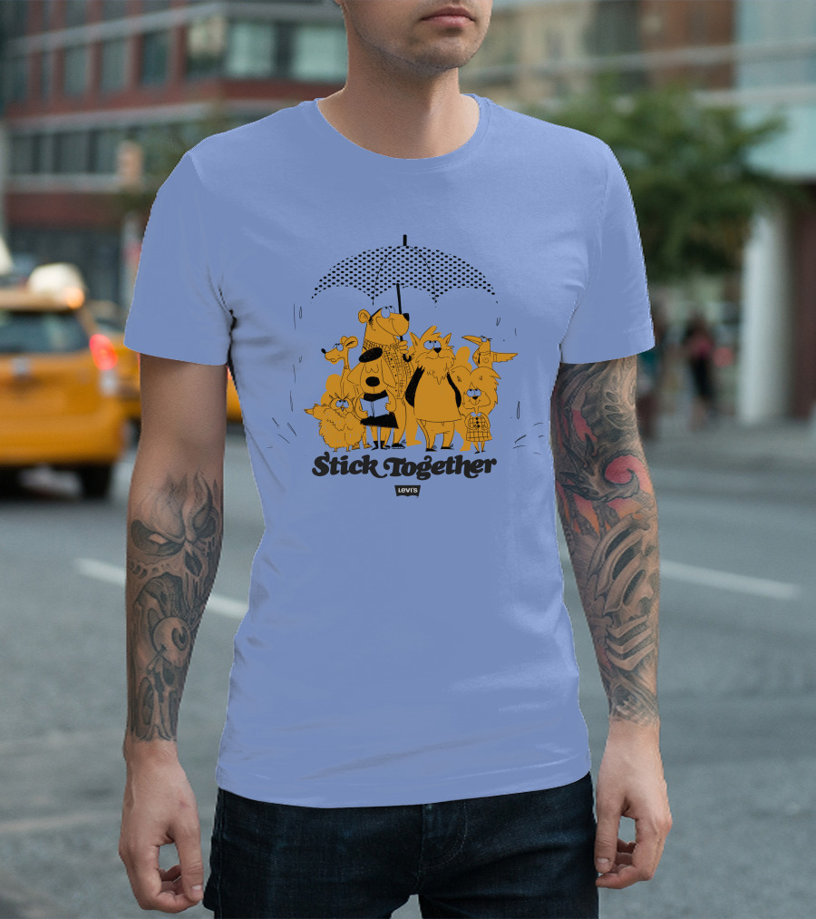 Stick Together Levi's Umbrella Animal Friends Collaboration T-Shirt