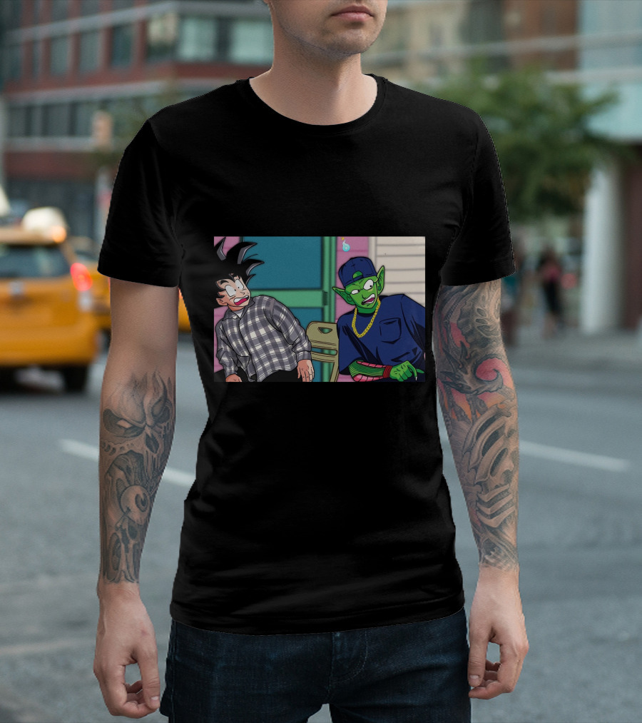 Goku And Piccolo Damn Friday Crossover Plaid Shirt Gold Chain Hat T-Shirt