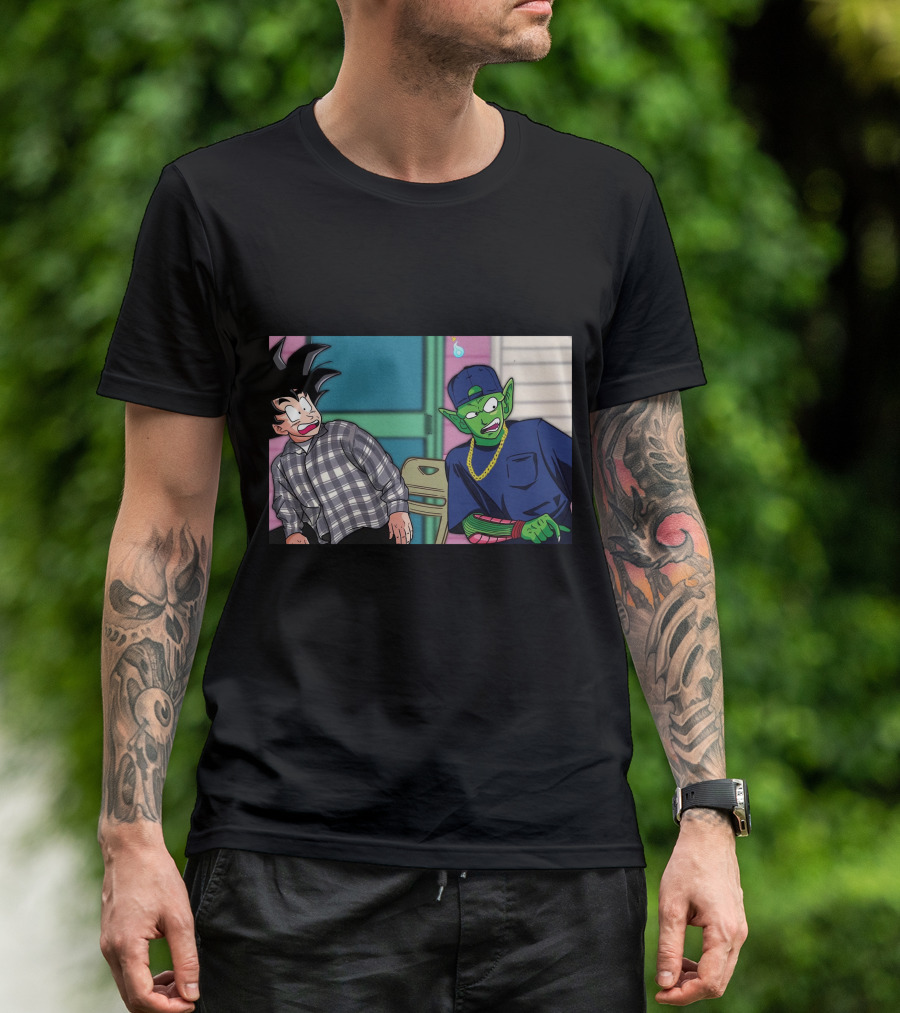 Goku And Piccolo Damn Friday Crossover Plaid Shirt Gold Chain Hat T-Shirt