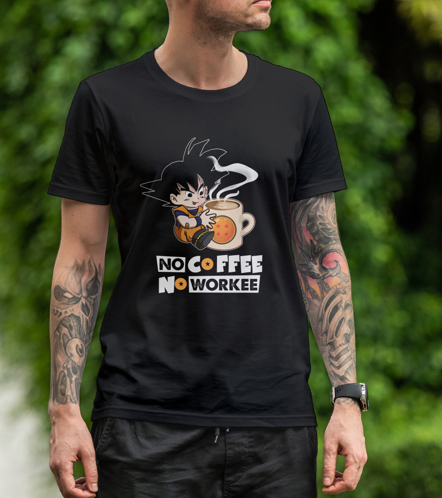Kid Goku No Coffee No Workee Dragon Ball Mug T-Shirt