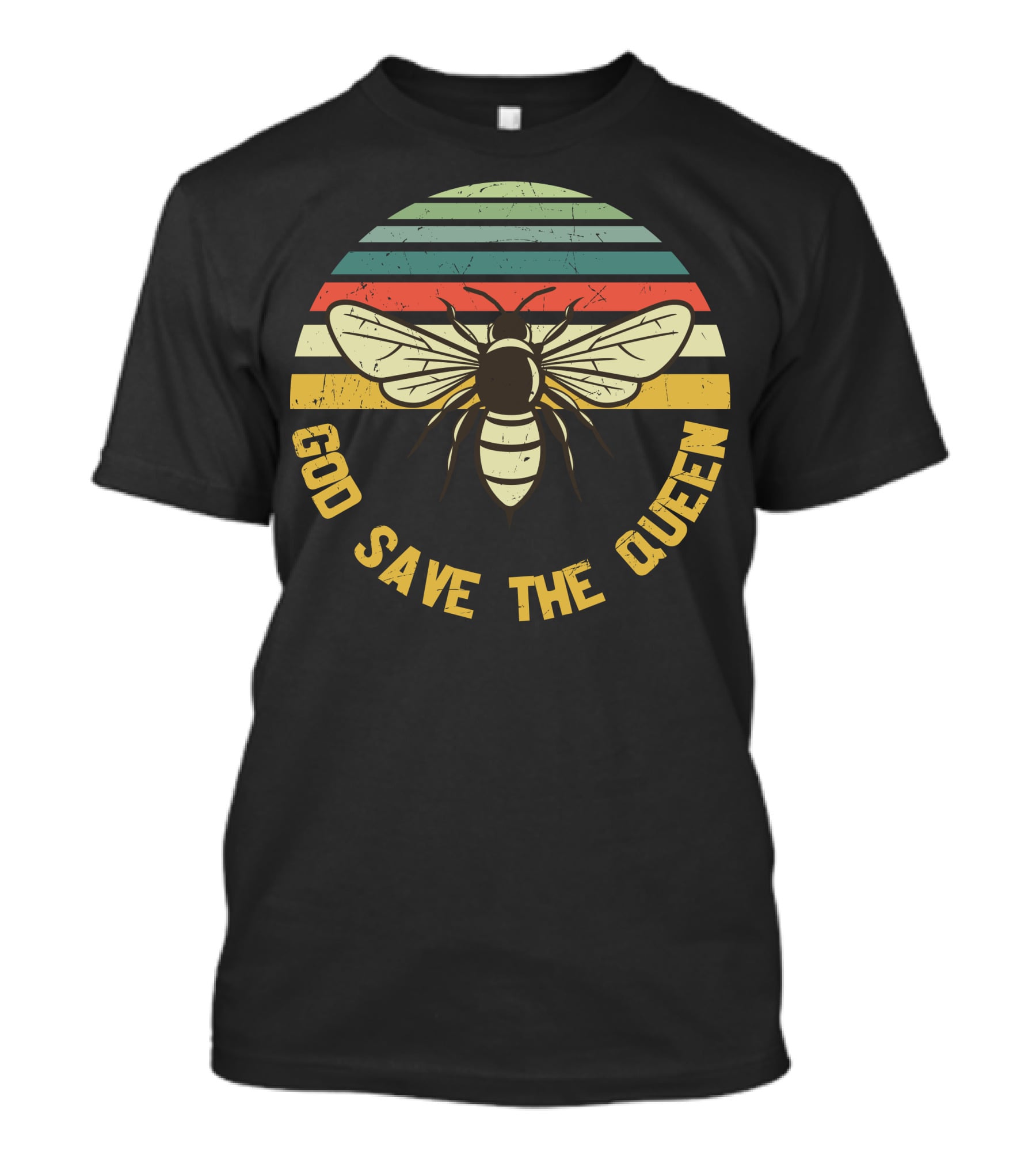 God Save The Queen Vintage Bee Retro Stripes T-Shirt