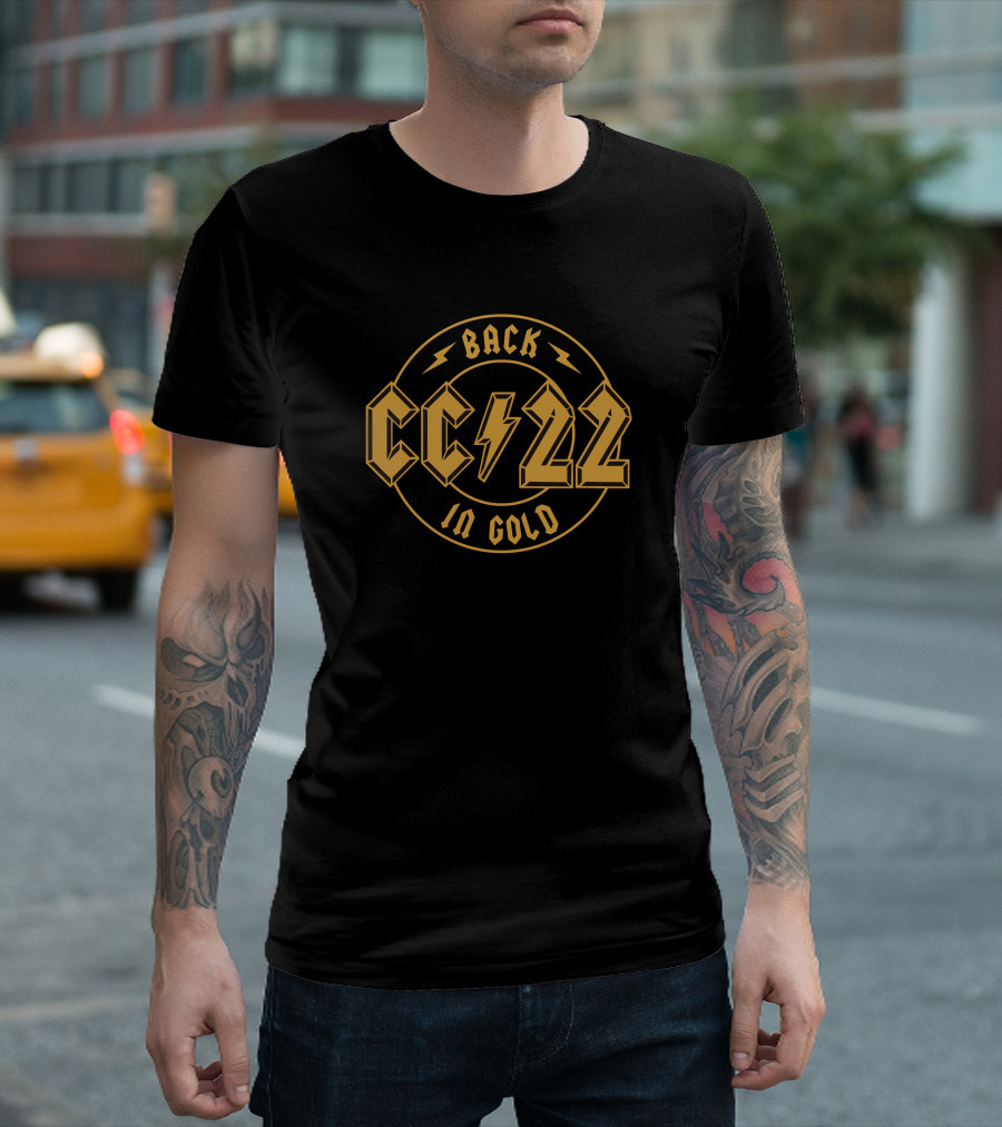 Caitlin Clark The Vinyl Studio CC 22 Back In Gold Lightning Bolt T-Shirt