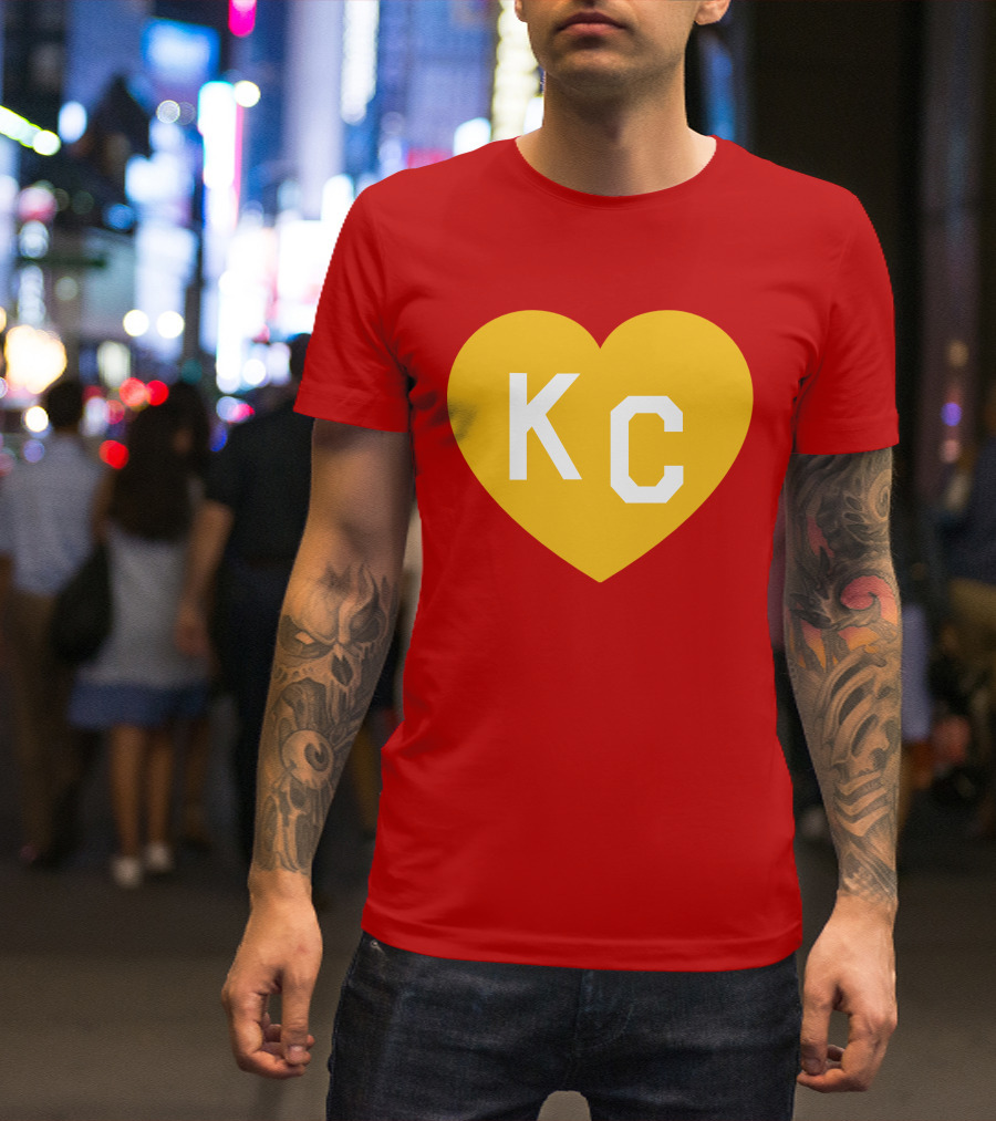 Mishacollinscloset Charlie Hustle Red And Gold KC Heart T-Shirt