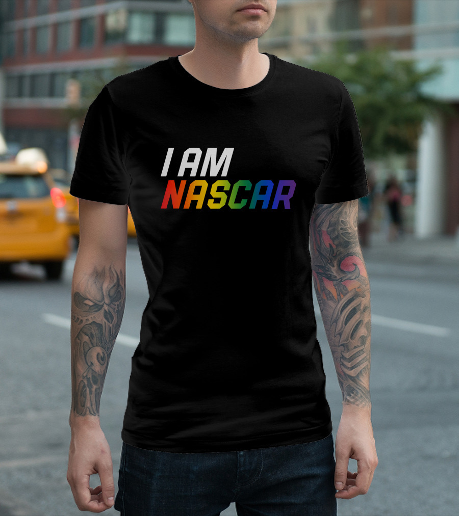 I Am Nascar Mr Rouse16 Rainbow Style Racing Pride T-Shirt