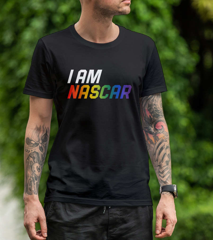 I Am Nascar Mr Rouse16 Rainbow Style Racing Pride T-Shirt