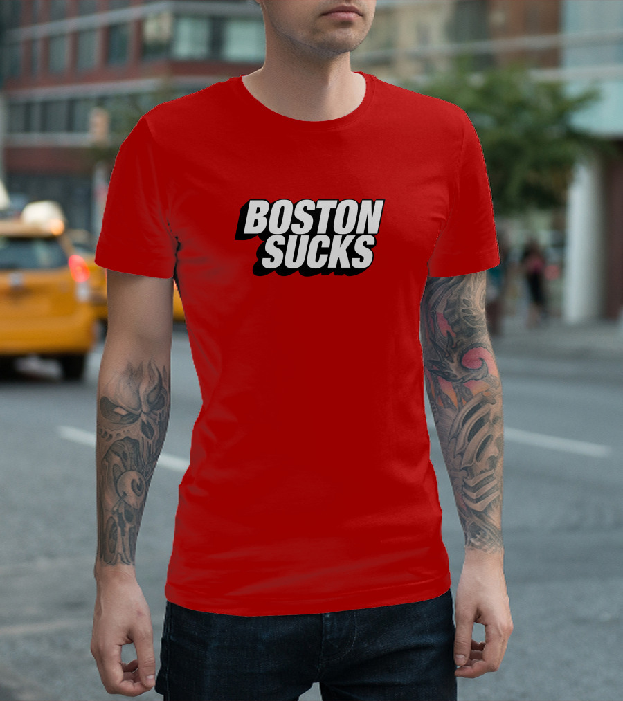 New York Post Sports Boston Sucks Red T-Shirt