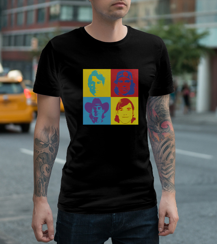 Danny Duncan Merch Pop Art Style 4 Faces Black T-Shirt