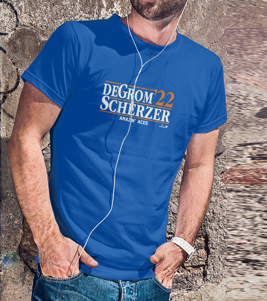 DeGrom Scherzer '22 Amazin' Aces Players Blue T-Shirt