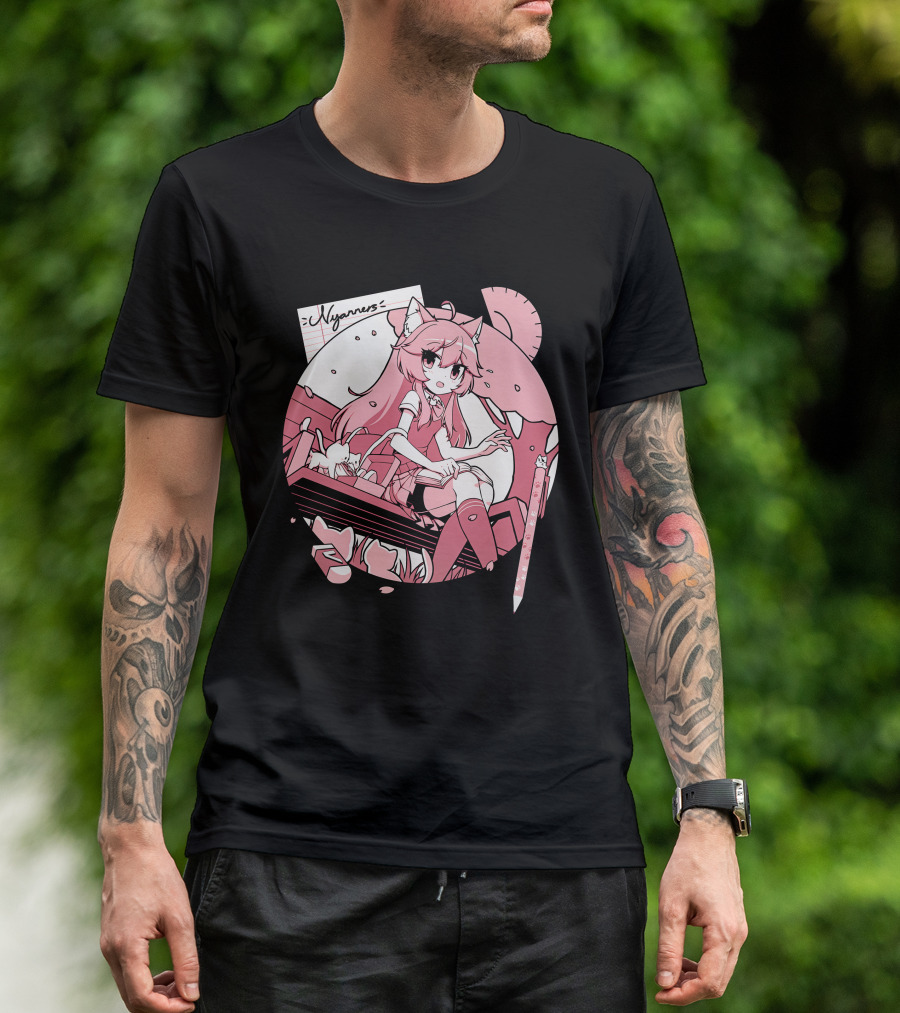 Nyanners VShojo High School Anime Style Desk Scene T-Shirt