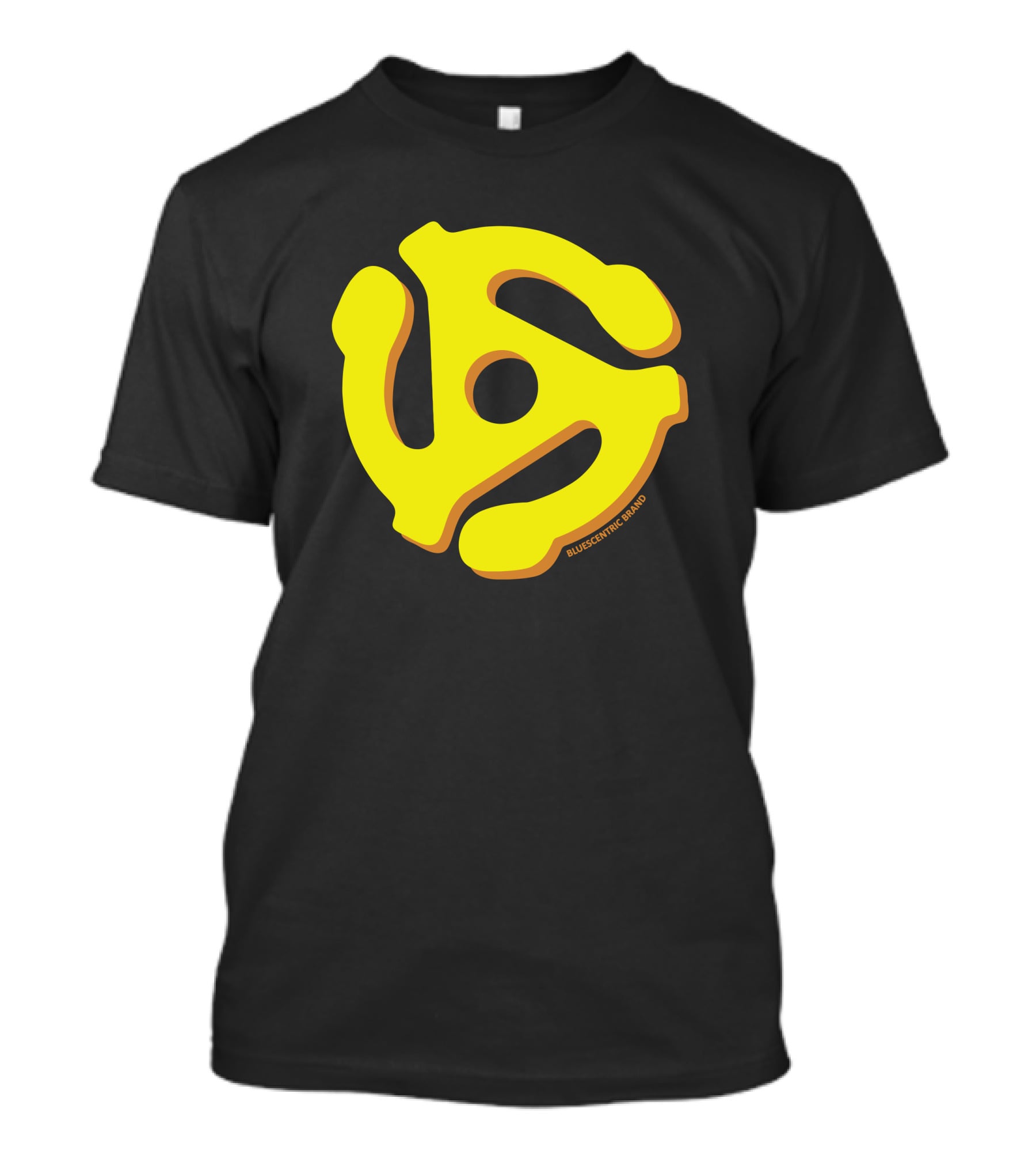 Bluescentric Brand Yellow 45 RPM Vinyl Record Adapter T-Shirt