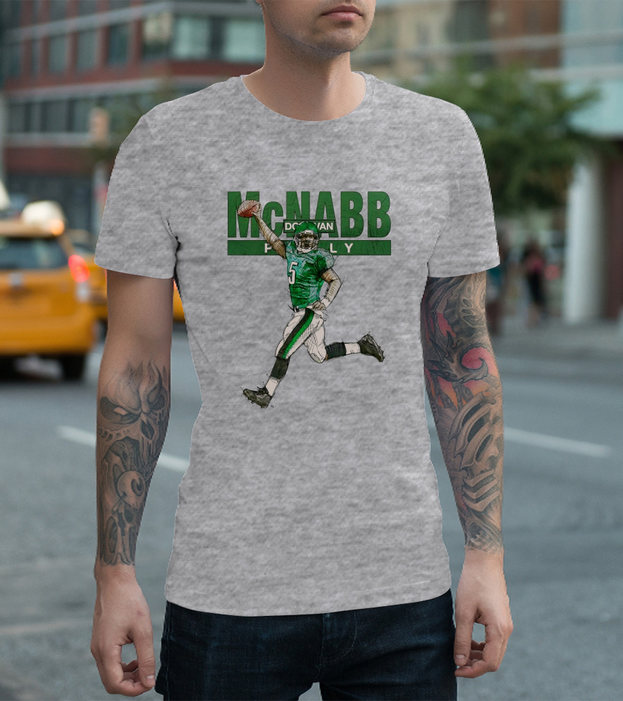 Donovan McNabb Philly Football Green Number 5 Drawing T-Shirt