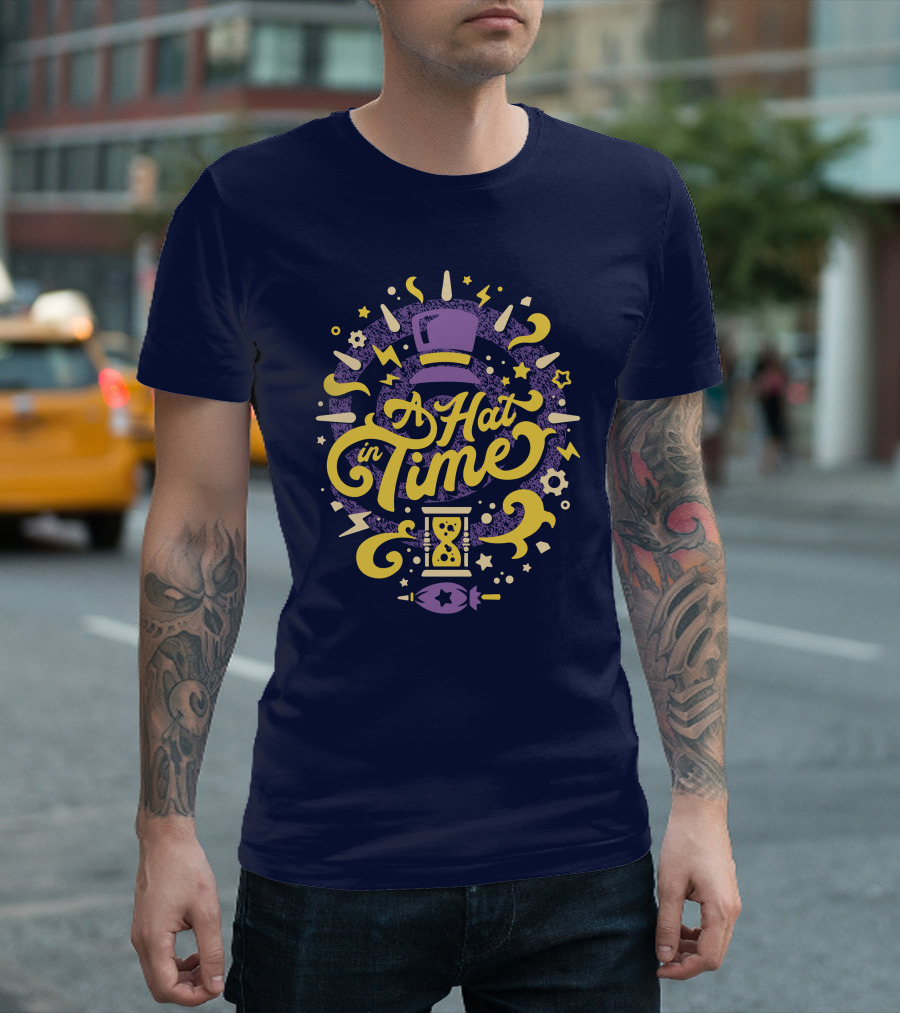 A Hat in Time Fangamer Merch Purple and Yellow Design with Hat and Hourglass T-Shirt