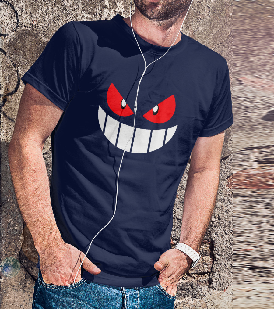 Gengar Pokemon Eyes Grinning Face Red Eyes White Teeth T-Shirt