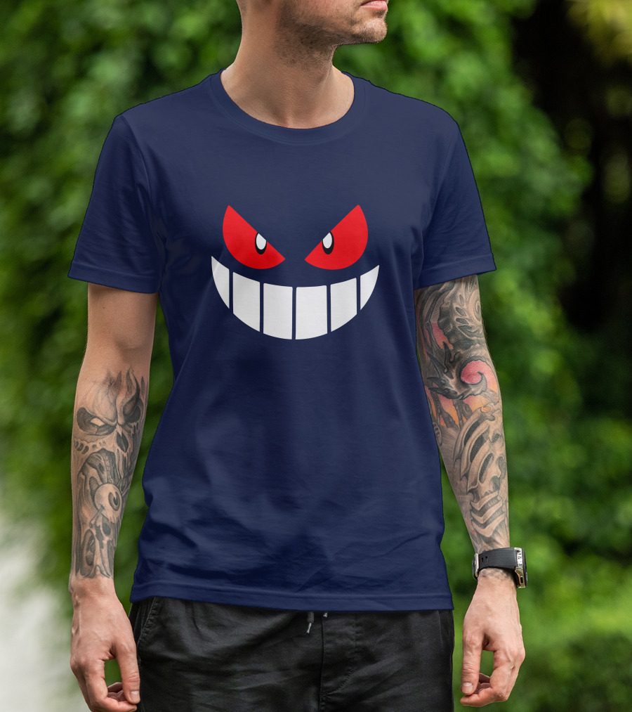 Gengar Pokemon Eyes Grinning Face Red Eyes White Teeth T-Shirt