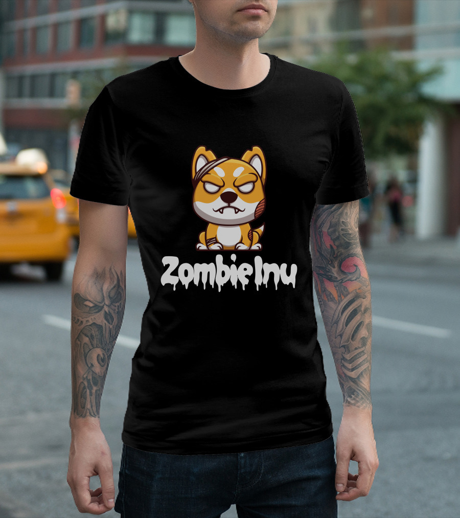 Zombie Inu Zinu Token Fierce Canine Character T-Shirt