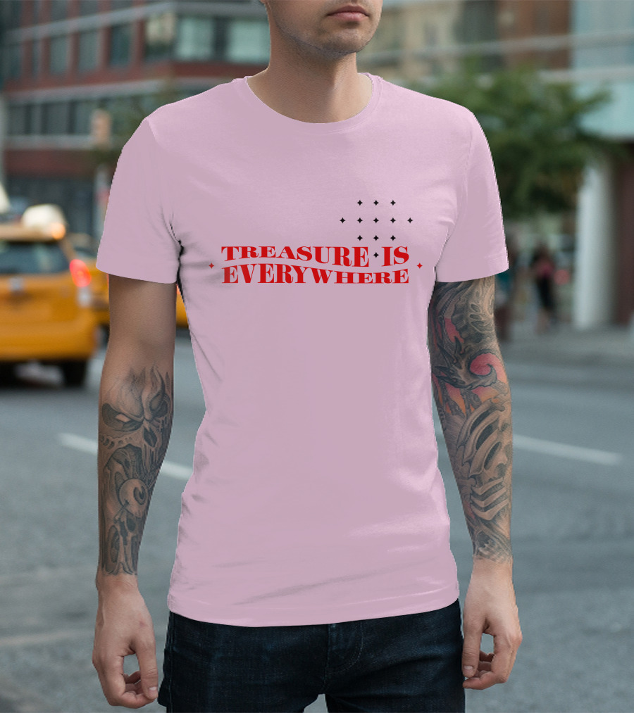 Junkyu Treasure Is Everywhere Pink and Red Text with Stars T-Shirt