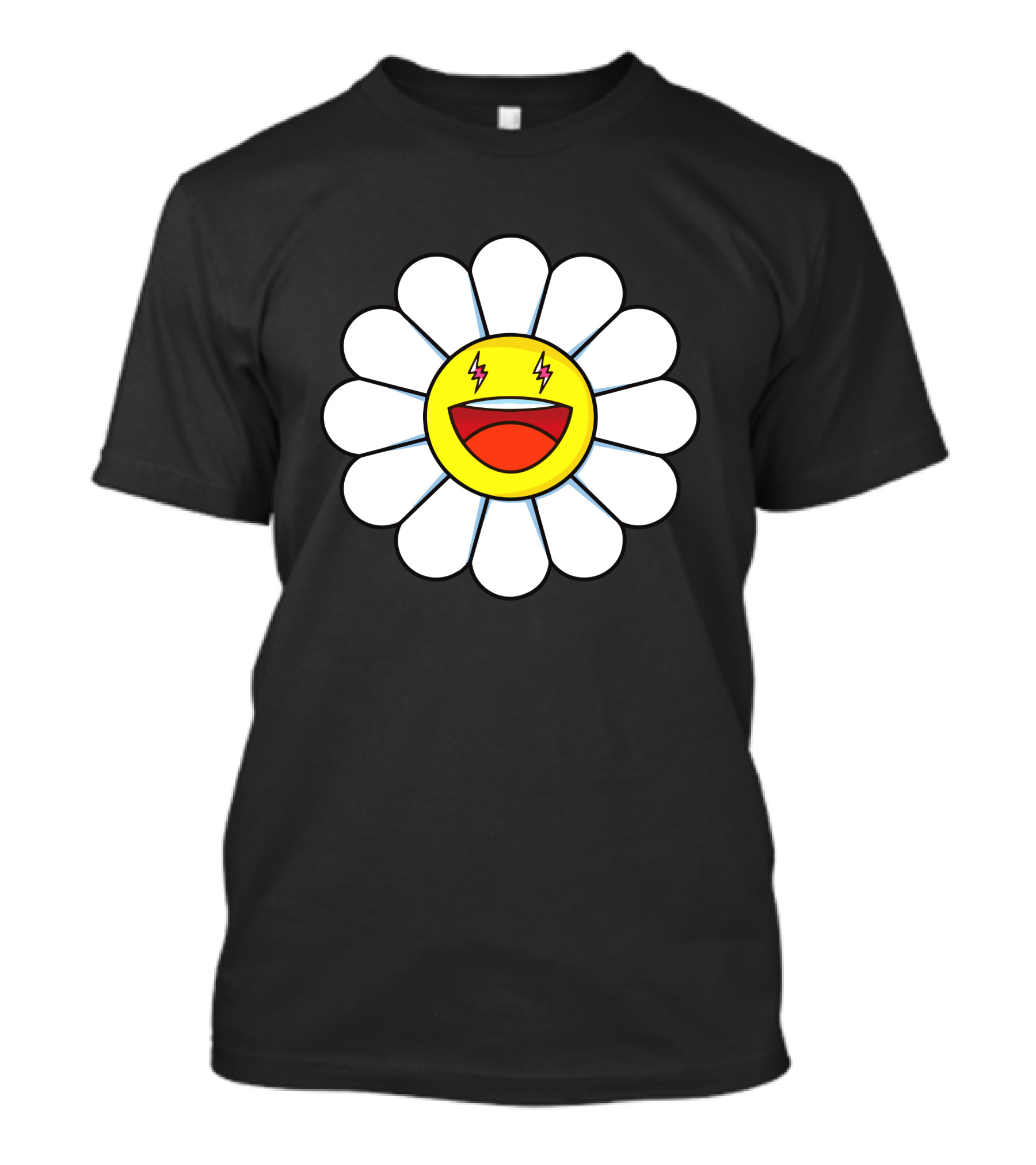 J Balvin Merch Blanco Large Flower Smiley Face With Lightning Eyes T-Shirt