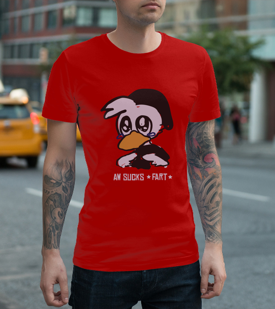 Aw Sucks Fart Crying Duck Cartoon T-Shirt