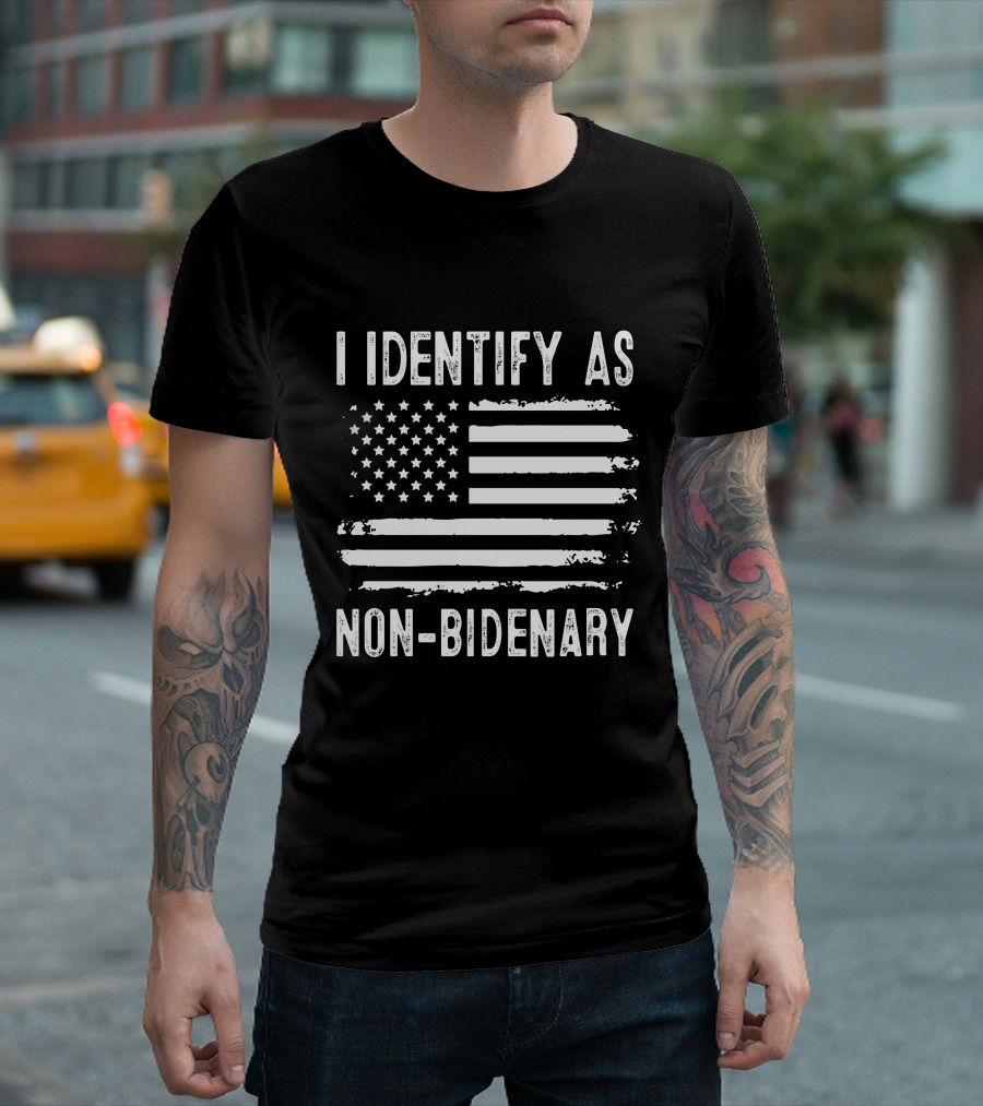 Michete I Identify As Non-Bidenary American Flag T-Shirt