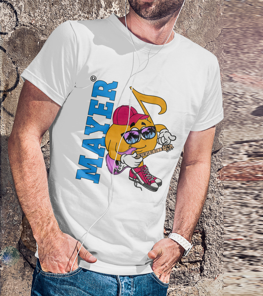 Mayer Sob Rock Merch Music Note Character With Guitar And Sunglasses T-Shirt