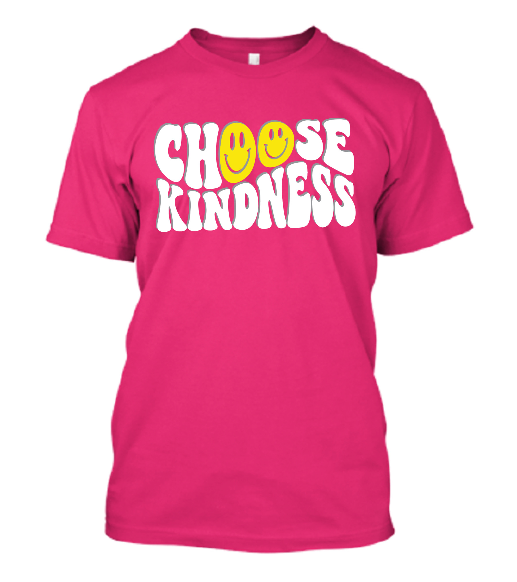 Miss Natali S Choose Kindness Smiley Face Groovy Font Pink Background T-Shirt