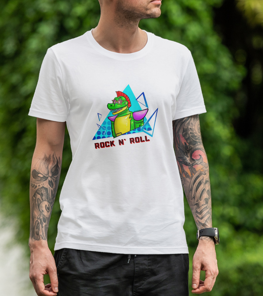Monty Rock N' Roll Dinosaur With Star Shades And Mohawk T-Shirt