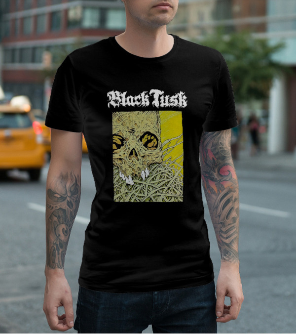Night Shift Merch Chris Baines Black Tusk Heavy Metal Skull T-Shirt