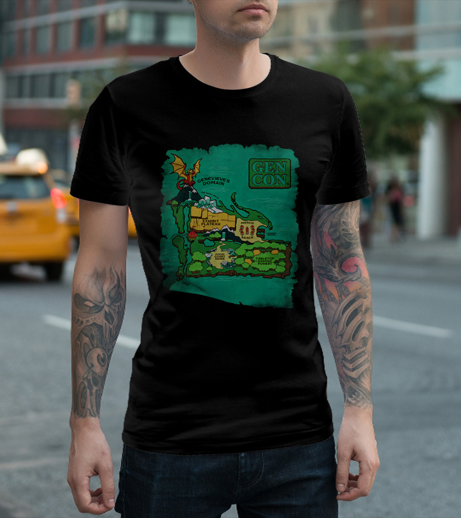 Gen Con Island Map Genevieve's Domain Exhibit Plateau Tabletop Forest T-Shirt