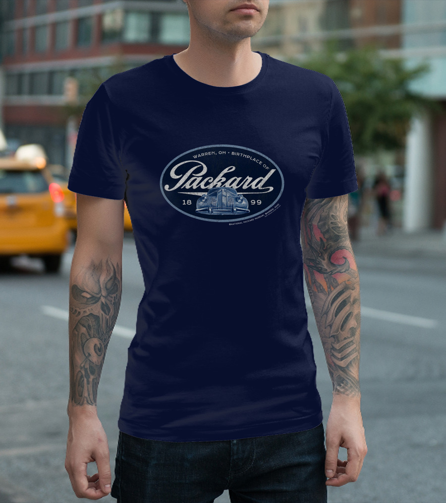 Warren OH Birthplace Of Packard 1899 Vintage Car Grill Navy Tonal T-Shirt