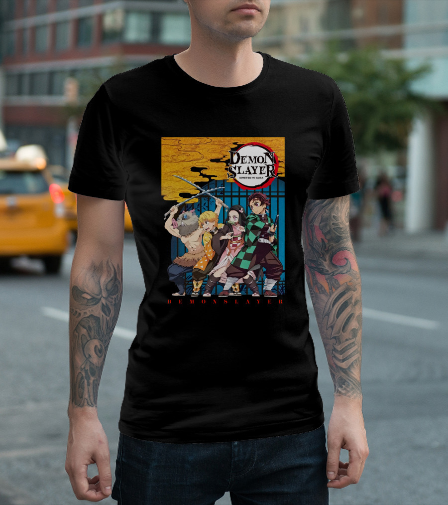 Demon Slayer Kimetsu No Yaiba Tanjiro Nezuko Zenitsu Inosuke Visual T-Shirt