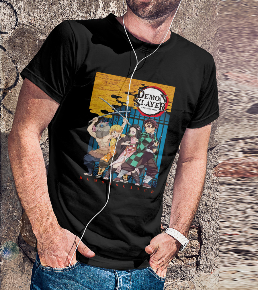 Demon Slayer Kimetsu No Yaiba Tanjiro Nezuko Zenitsu Inosuke Visual T-Shirt