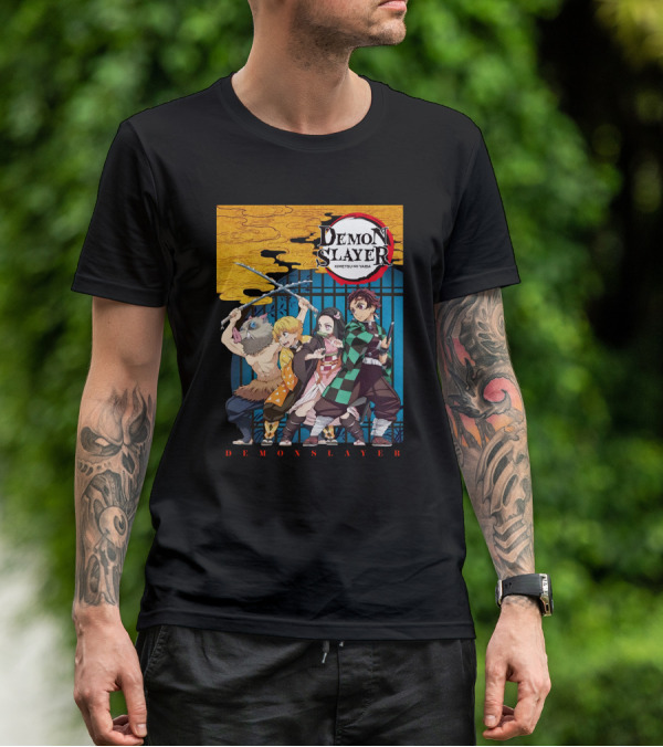 Demon Slayer Kimetsu No Yaiba Tanjiro Nezuko Zenitsu Inosuke Visual T-Shirt