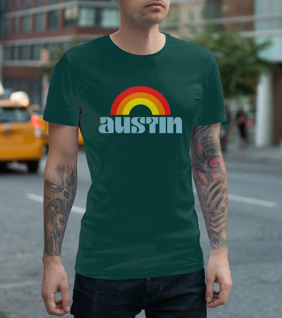 Austin Pride Rainbow Retro T-Shirt