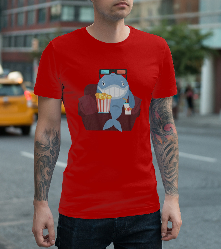 Pete G Whales Popcorn 3D Glasses Cinema T-Shirt