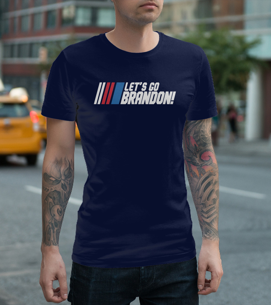 The Daily Wire Shop Let's Go Brandon Racing Stripes T-Shirt