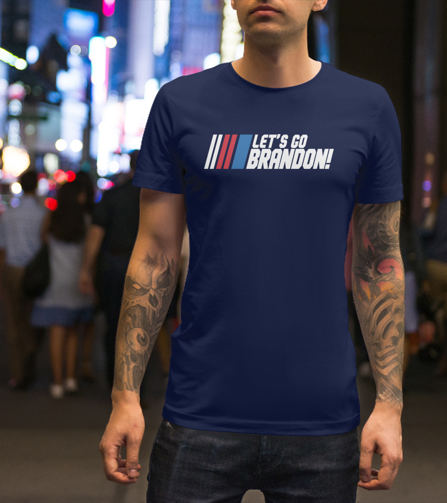 The Daily Wire Shop Let's Go Brandon Racing Stripes T-Shirt