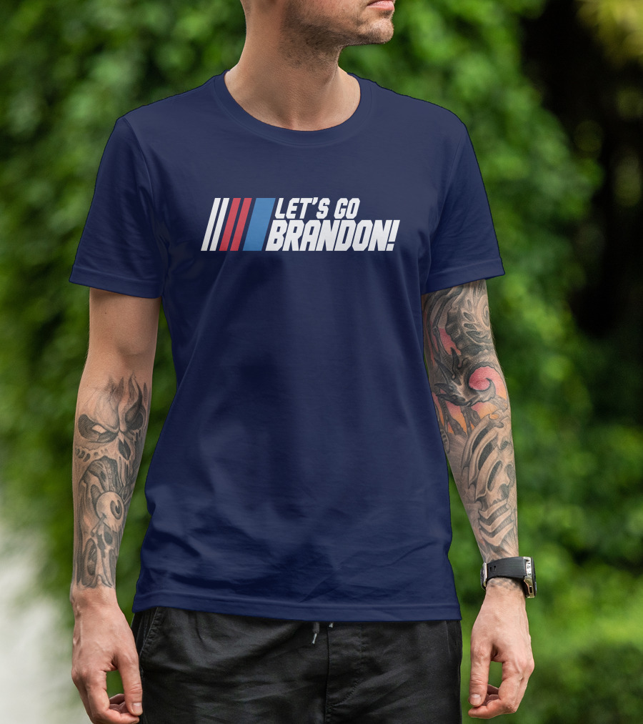 The Daily Wire Shop Let's Go Brandon Racing Stripes T-Shirt