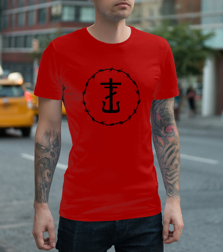 Kings Road Merch Barbed Wire Anchor Symbol in Circle T-Shirt