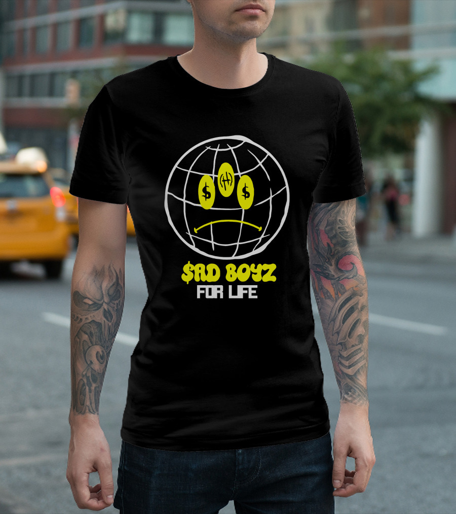 Rancho Humilde Store Sad Boyz For Life Global Emoticon With Dollar Sign Eyes T-Shirt