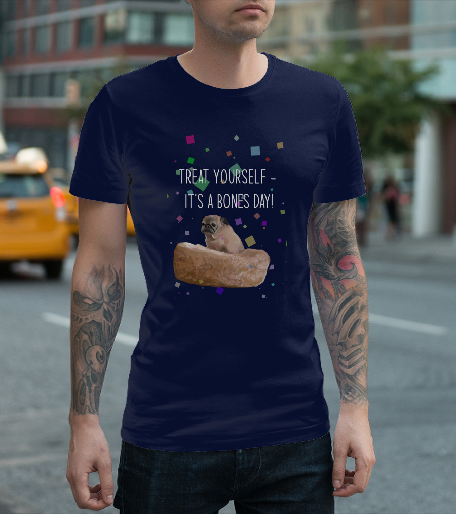 Treat Yourself It's A Bones Day NoodleThreadless Pug Confetti T-Shirt