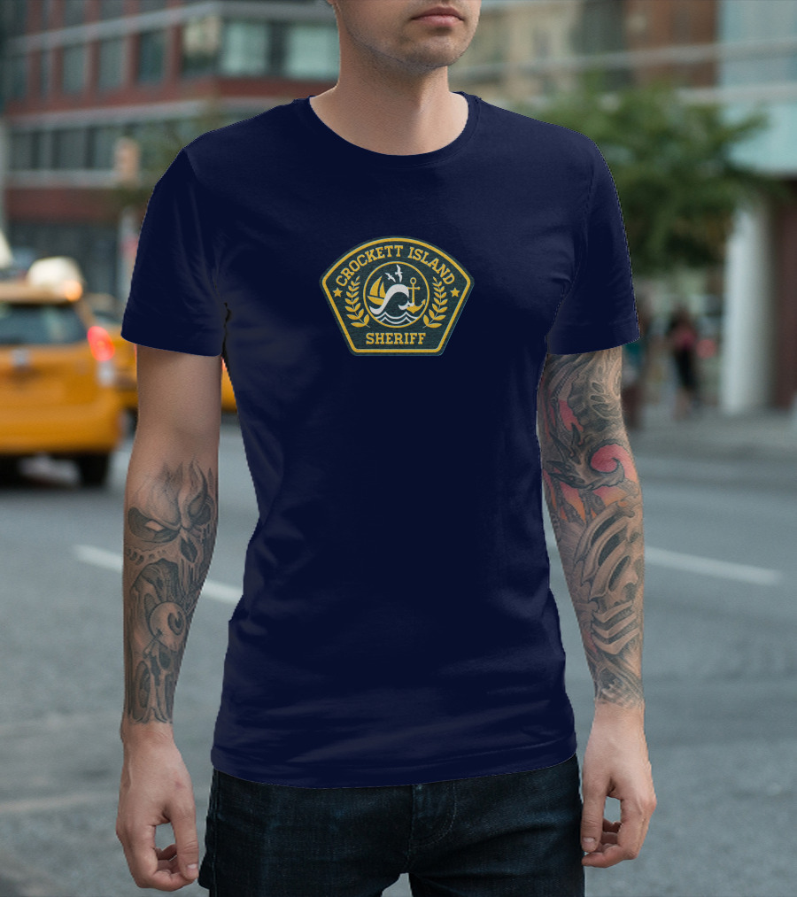 Crockett Island Sheriff Badge by Kevin McDermott Ocean Anchor Wave Emblem T-Shirt