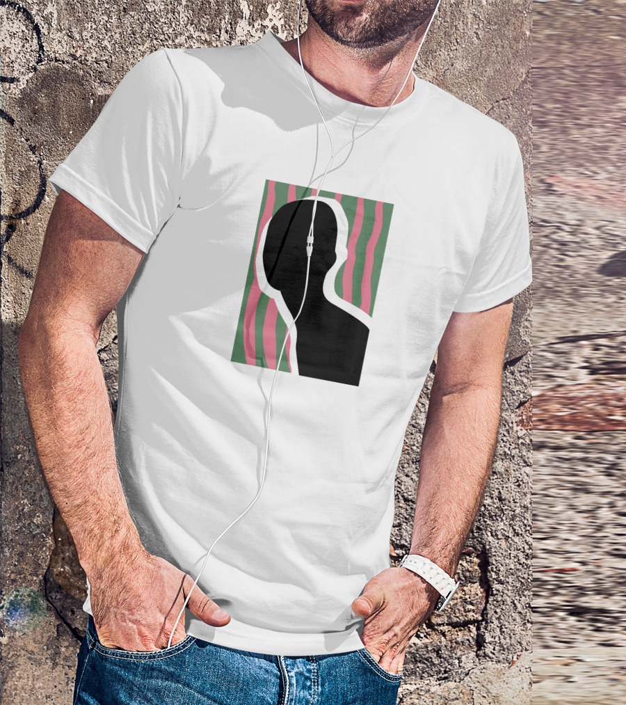 Everpress Shop Inner Talk Silhouette With Pink And Green Wavy Background T-Shirt