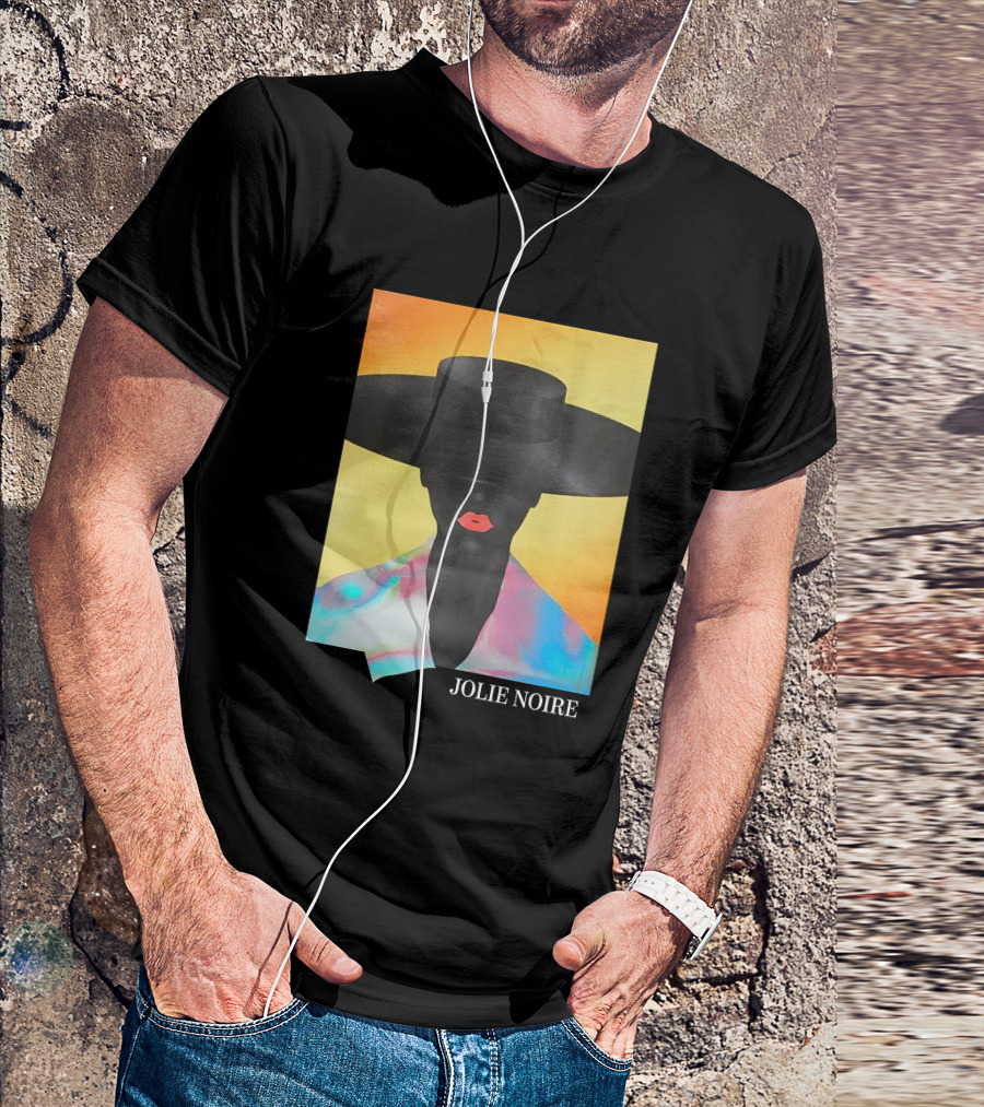 Jolie Noire Vibrant Abstract Fashion Portrait With Black Hat T-Shirt