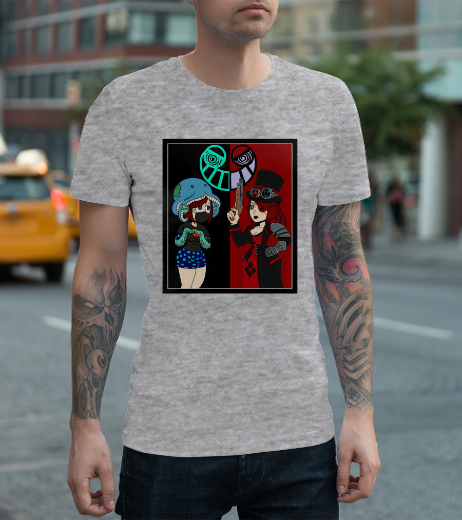 Frenemies Forever Threadless Blowing Off Steam Misssteam Steampunk and Aquatic Duel T-Shirt