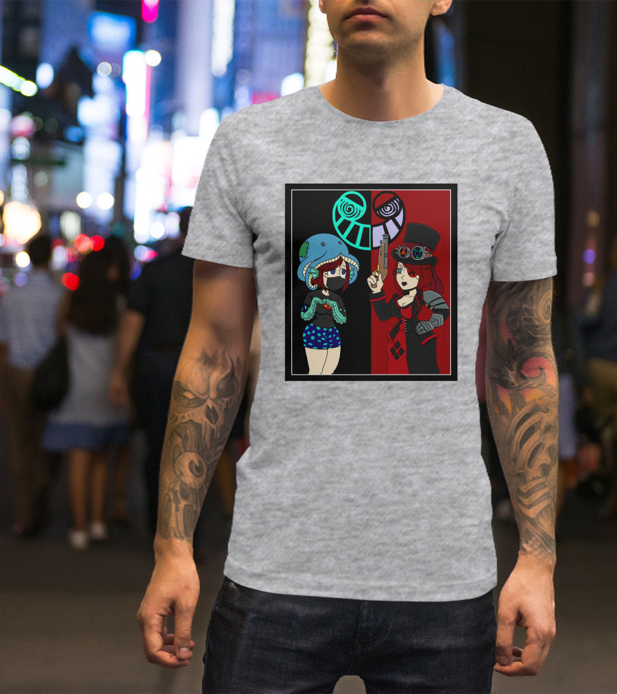 Frenemies Forever Threadless Blowing Off Steam Misssteam Steampunk And Aquatic Duel T-Shirt