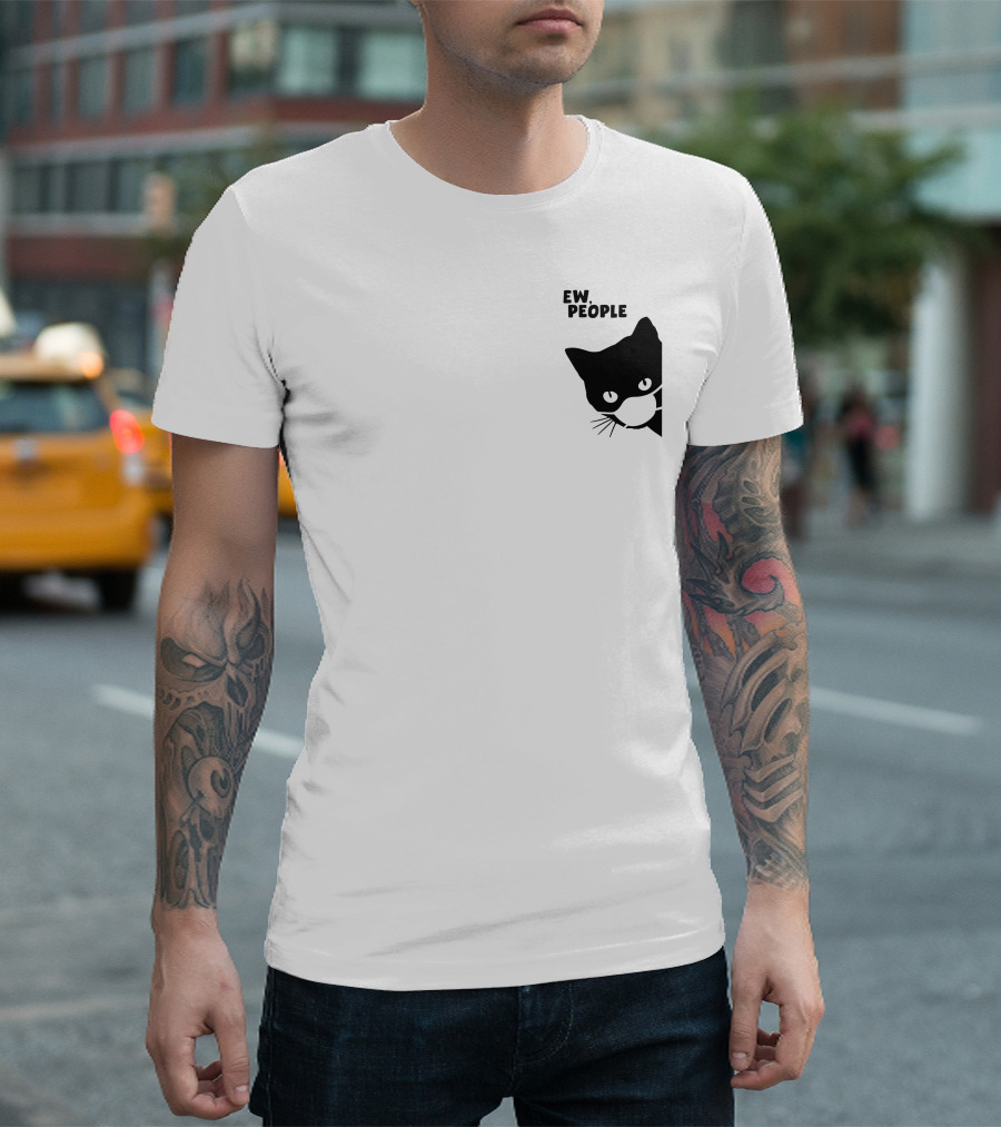 Qwertee Shop Ew People Cat Silhouette By Yirm T-Shirt