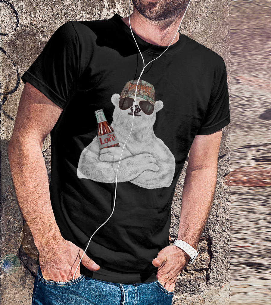 Crosswater Hardlore Polar Bear With Sunglasses And Soda Bottle T-Shirt