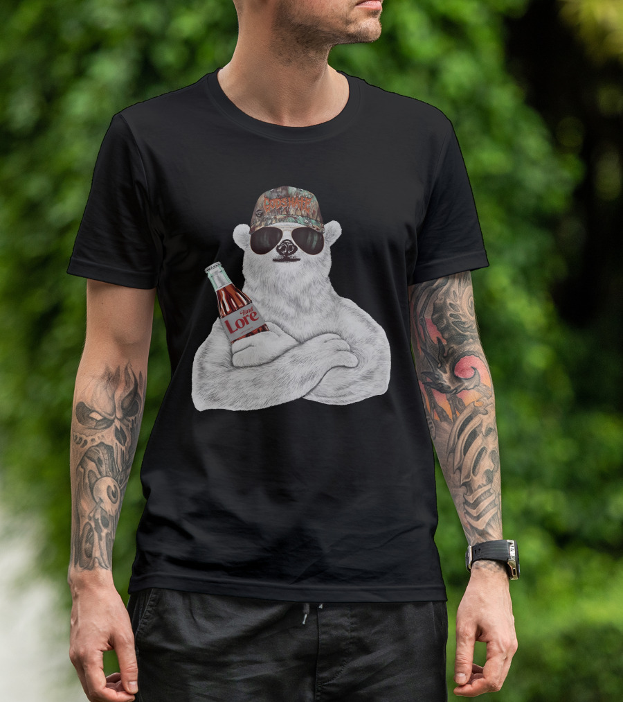 Crosswater Hardlore Polar Bear With Sunglasses And Soda Bottle T-Shirt